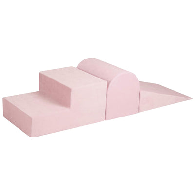 MeowBaby 3 Elements Soft Foam Climbing Blocks Playset with Velvet Cover, Pink