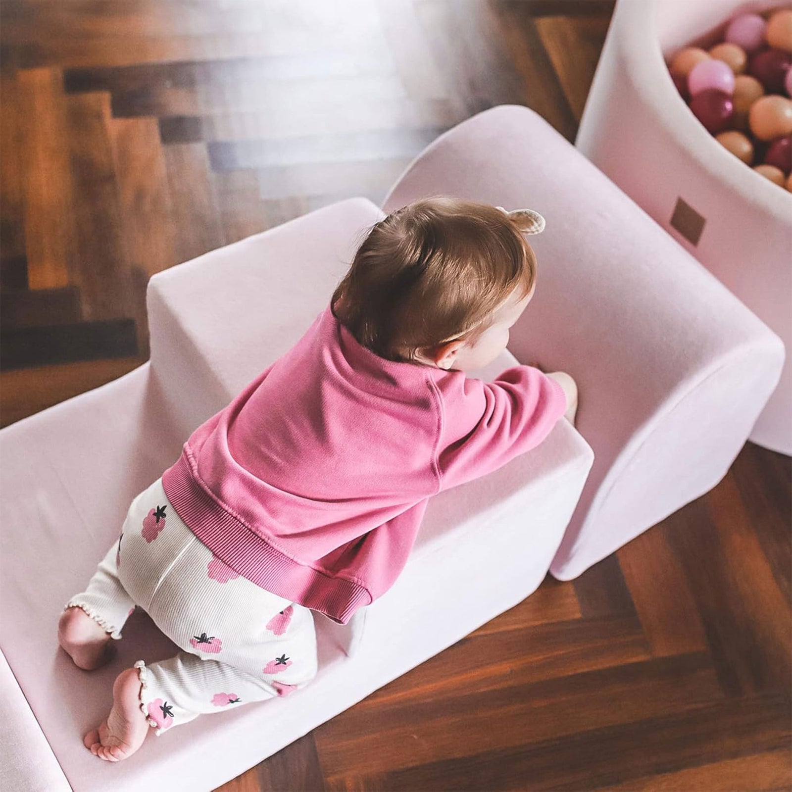 MeowBaby 3 Elements Soft Foam Climbing Blocks Playset with Velvet Cover, Pink - VMInnovations