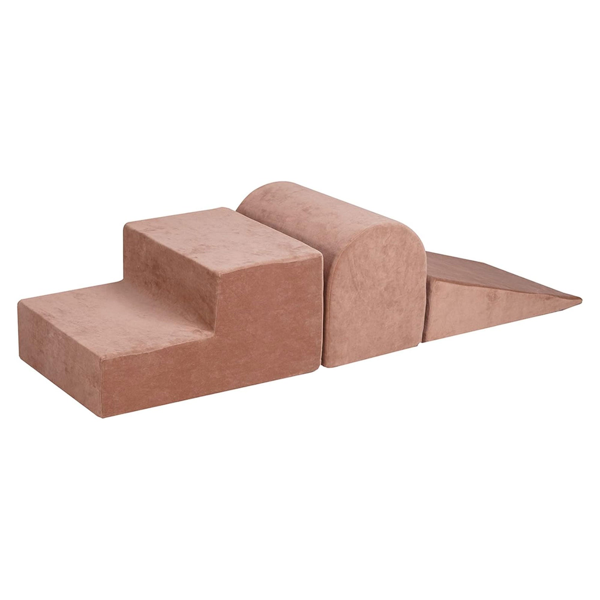 MeowBaby 3 Elements Soft Foam Climbing Blocks Playset with Velvet Cover, Beige - VMInnovations