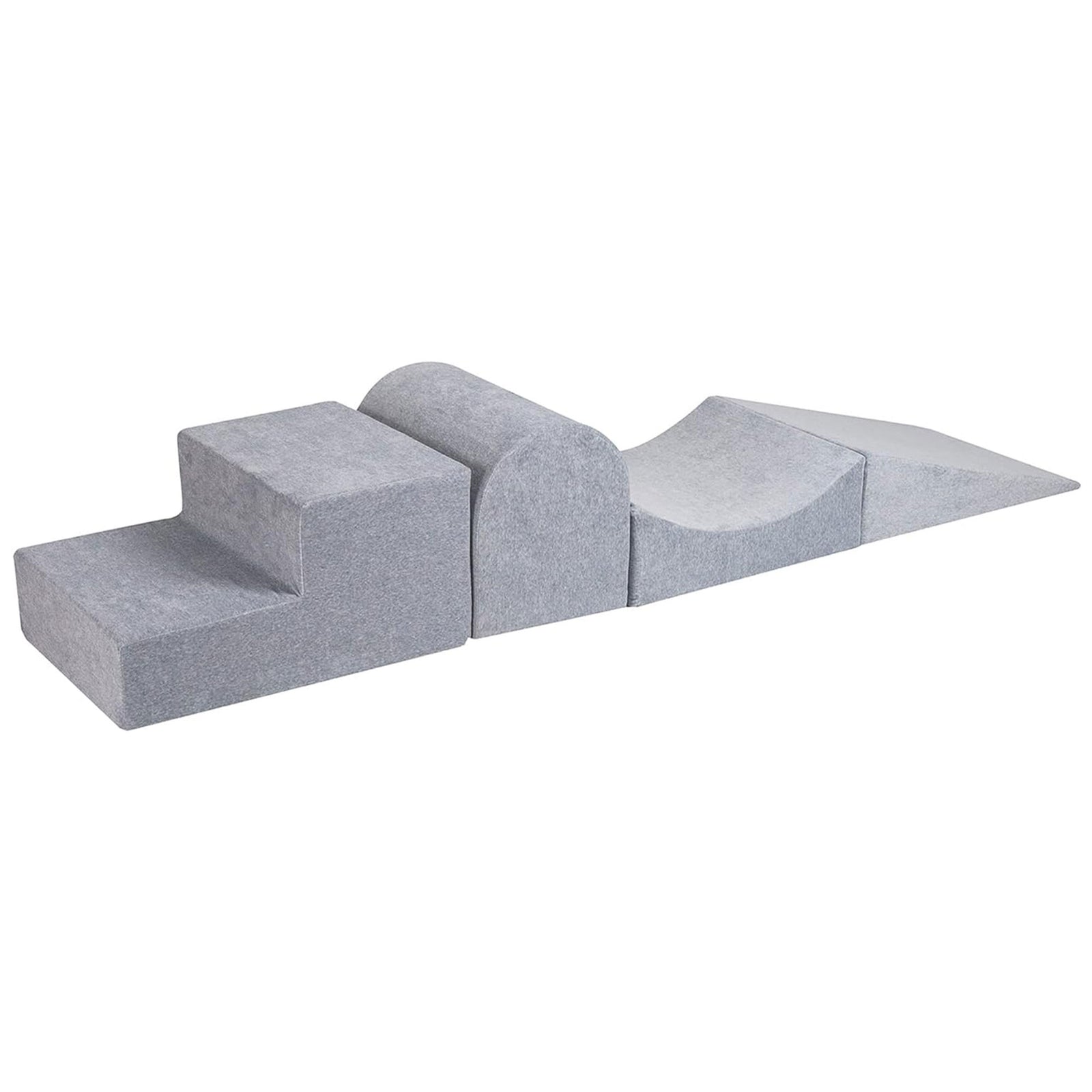 MeowBaby 4 Elements Soft Foam Blocks Playset with Velvet Covers, Light Gray - VMInnovations