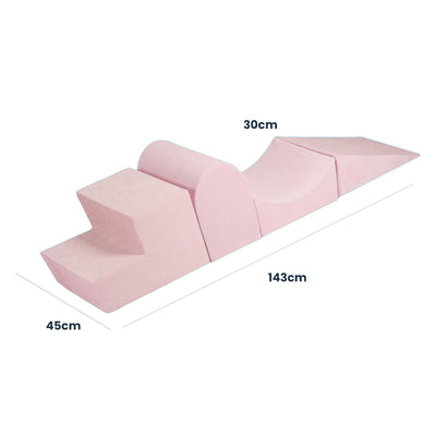 MeowBaby 4 Elements Foam Blocks Playset w/ Velvet Covers, Powder Pink (Open Box) - VMInnovations