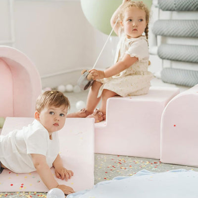 MeowBaby 4 Elements Foam Blocks Playset w/ Velvet Covers, Powder Pink (Open Box) - VMInnovations