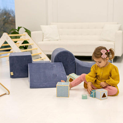 MeowBaby 4 Elements Soft Foam Blocks Playset with Velvet Covers, Powder Pink - VMInnovations
