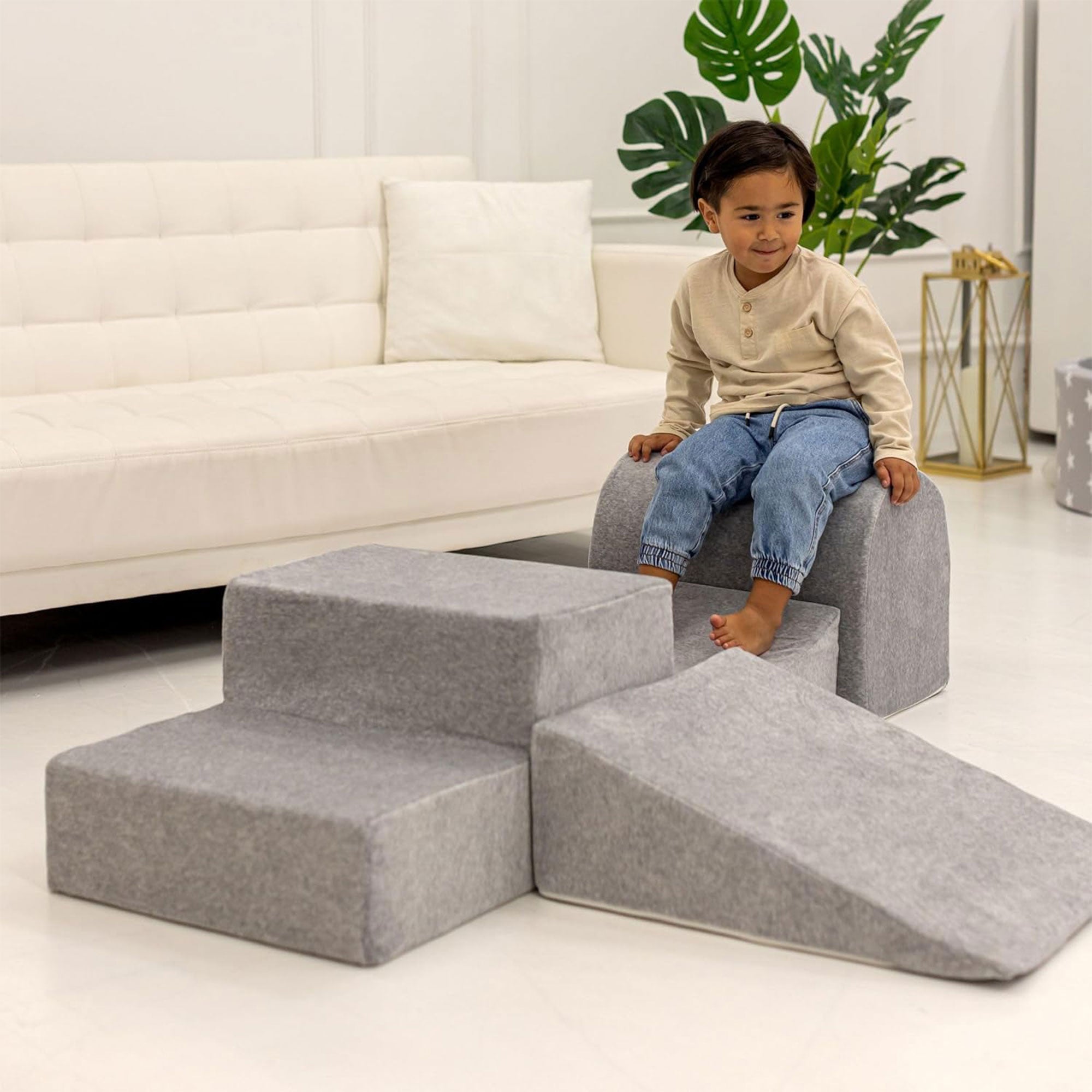 MeowBaby 4 Elements Foam Blocks Playset w/ Velvet Covers, Powder Pink (Open Box) - VMInnovations