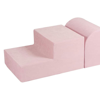 MeowBaby 4 Elements Soft Foam Blocks Playset with Velvet Covers, Powder Pink