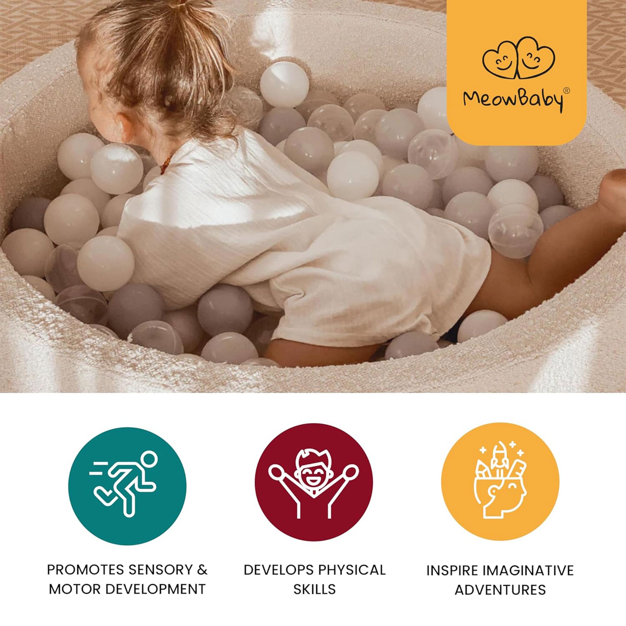 MeowBaby Soft Round 35 x 11.5" Foam Ball Pit with 200 2.75 Inch Balls (Open Box) - VMInnovations