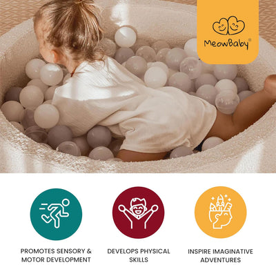 MeowBaby Soft Round 35 x 11.5" Foam Ball Pit with 200 2.75 Inch Balls (Open Box) - VMInnovations
