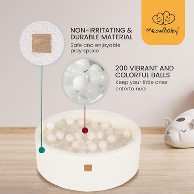 MeowBaby Soft Round 35 x 11.5 Inch Baby Foam Ball Pit with 200 2.75 Inch Balls - VMInnovations