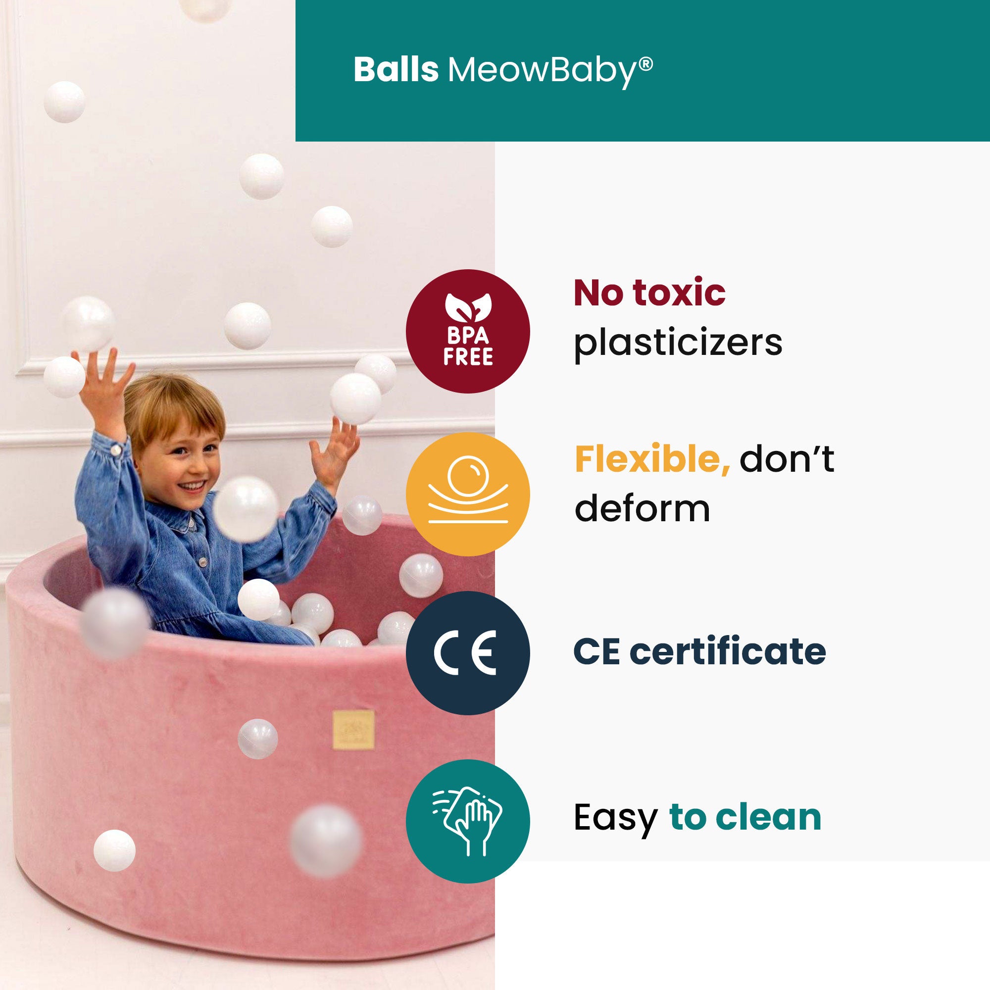 MeowBaby Soft Round 35 x 11.5 Inch Baby Foam Ball Pit with 200 2.75 Inch Balls - VMInnovations