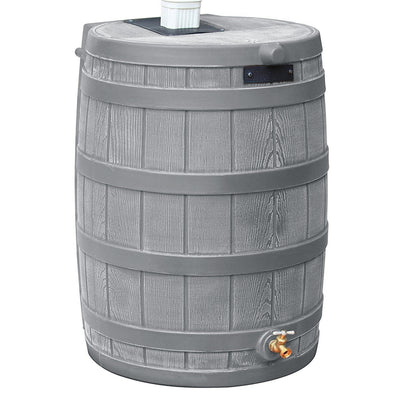 Good Ideas Rain Wizard 50 Gal Plastic Rain Barrel Water Collector,Gray(Open Box)