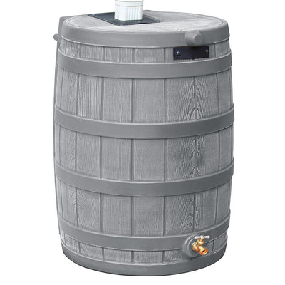 Good Ideas RW50 Rain Wizard 50 Gal Plastic Barrel Water Collector, Gray (Used)