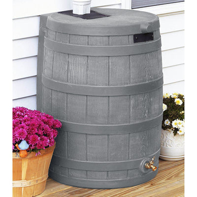 Good Ideas RW50 Rain Wizard 50 Gallon Plastic Rain Barrel Water Collector, Gray