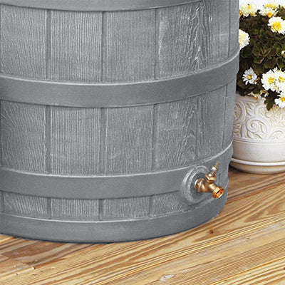 Good Ideas RW50 Rain Wizard 50 Gal Plastic Barrel Water Collector, Gray (Used)