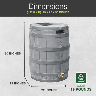 Good Ideas RW50 Rain Wizard 50 Gal Plastic Barrel Water Collector, Gray (Used)
