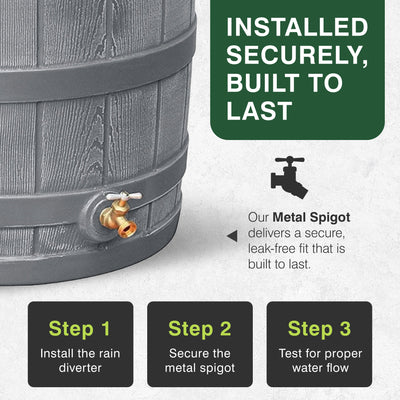 Good Ideas RW50 Rain Wizard 50 Gallon Plastic Rain Barrel Water Collector, Gray