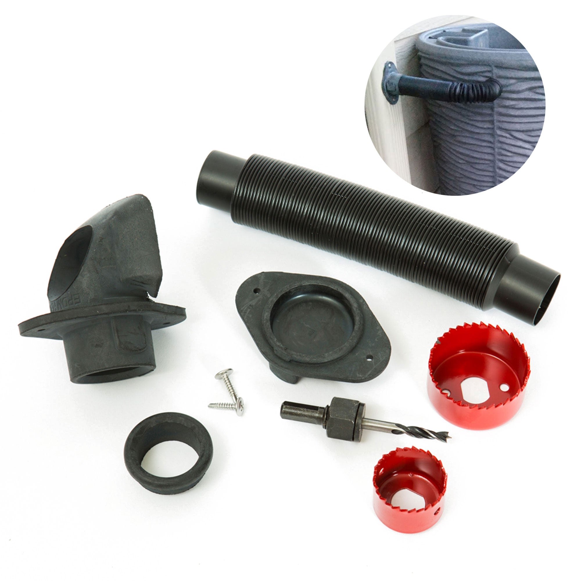 Good Ideas Rain Wizard 50 Gal Rain Barrel Collector, Gray & Diverter Flex Kit