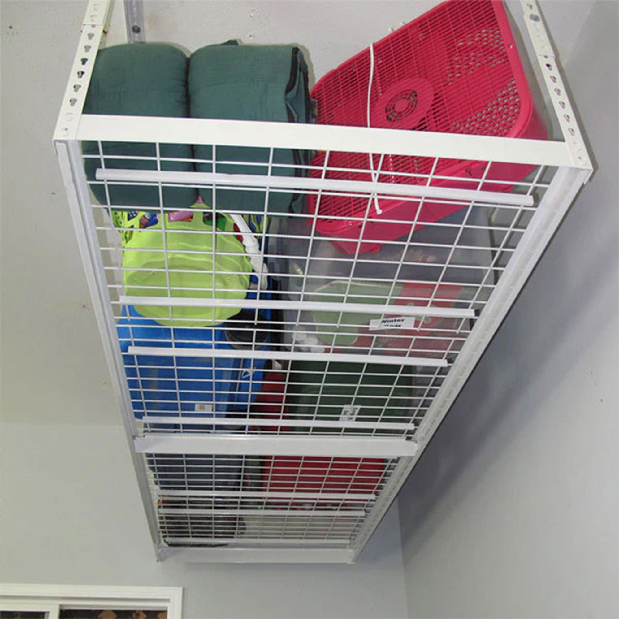 SafeRacks 2' x 8' Overhead Garage Storage Rack Holds Up to 400 lbs, White (Used)