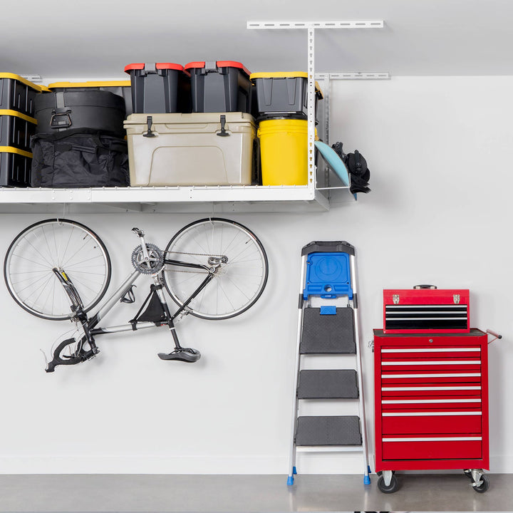 SafeRacks 4' x 8' Overhead Garage Storage Rack Holds 600 lbs, White (Open Box) - VMInnovations