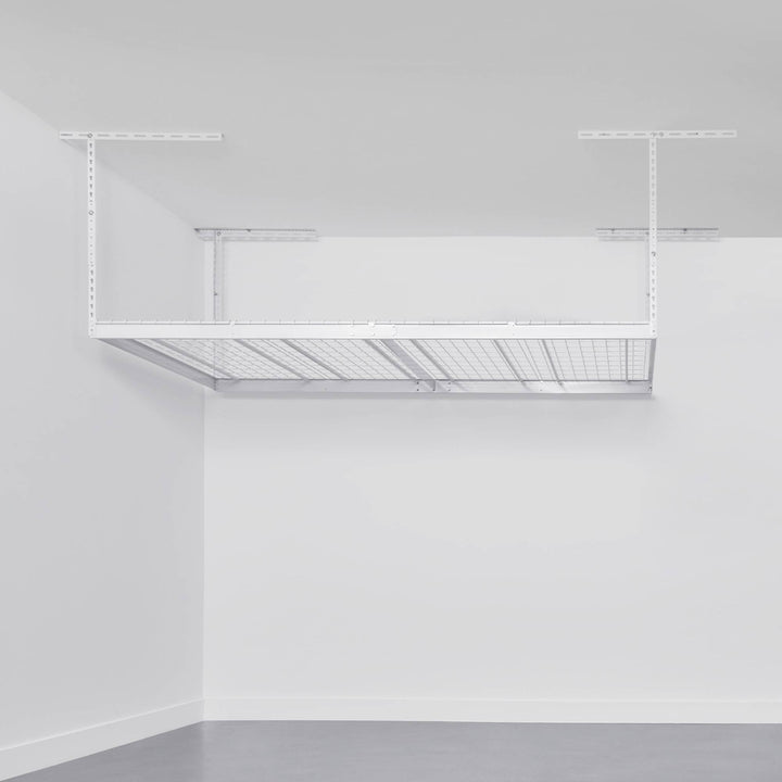 MonsterRax 3' x 8' Overhead Garage Storage Rack Holds 450 lbs, White (Open Box) - VMInnovations