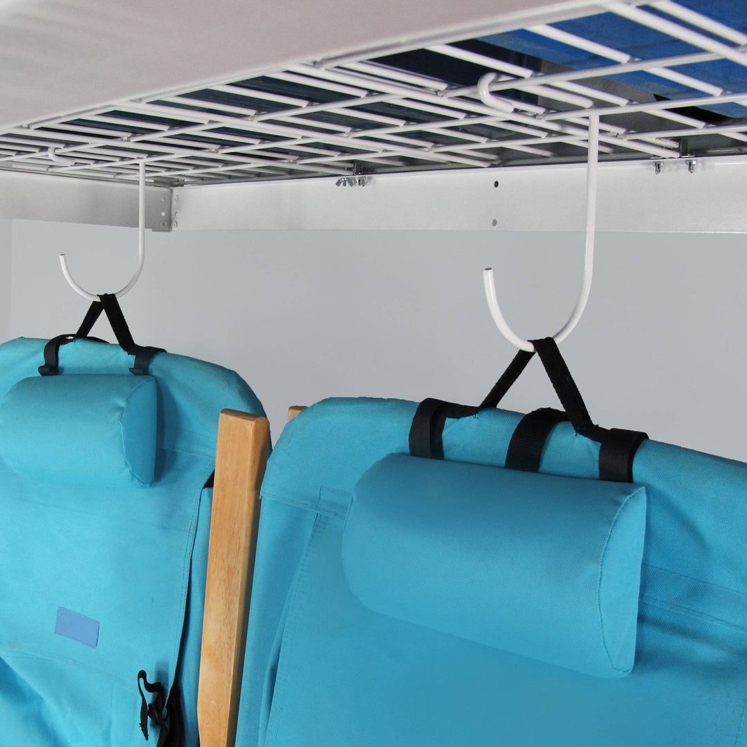 SafeRacks 4' x 8' Overhead Garage Storage Rack Holds 600 lbs, White (Open Box)