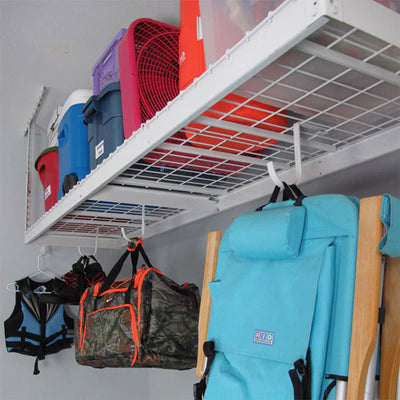 SafeRacks 2' x 8' Overhead Garage Storage Rack Up to 400 Pounds, White(Open Box) - VMInnovations