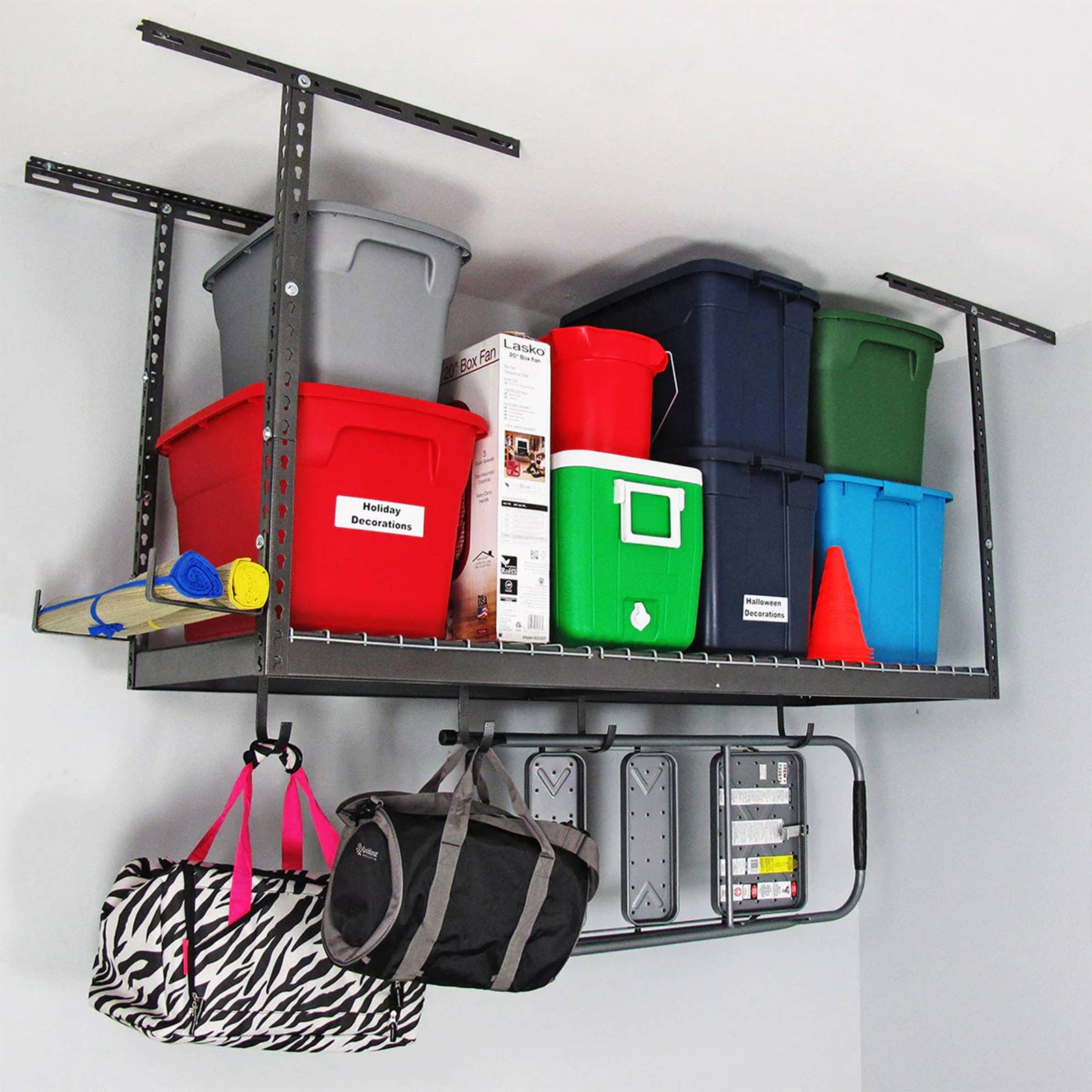 MonsterRax 3'x8' Overhead Garage Storage Rack Holds 450 lbs Hammertone(Open Box) - VMInnovations