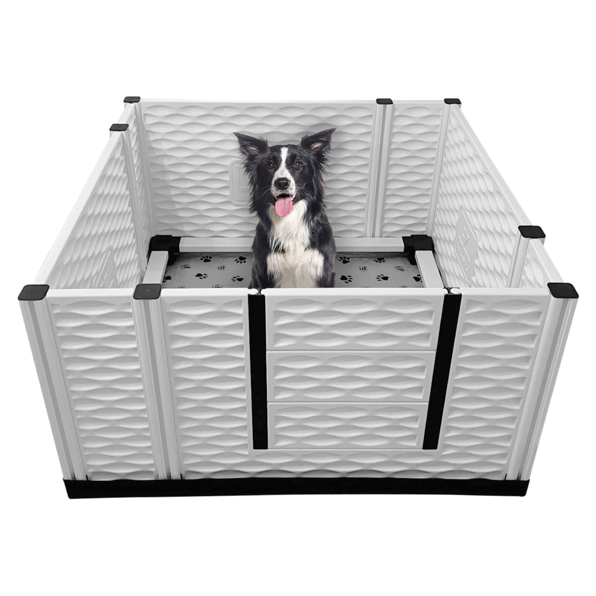 EZwhelp EZclassic 48" x 48" Dog Whelping Box Tall Playpen w/Rails & Liner, Gray - VMInnovations