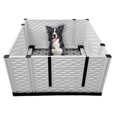 EZwhelp EZclassic 48" x 48" Dog Whelping Box Tall Playpen w/Rails & Liner, Gray - VMInnovations