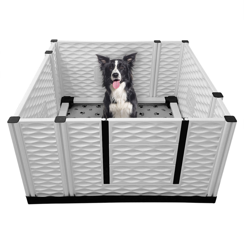 EZwhelp EZclassic 48" x 48" Dog Whelping Box Tall Playpen w/Rails & Liner, Gray