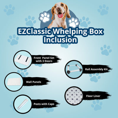 EZwhelp EZclassic 48" x 48" Dog Whelping Box Tall Playpen w/Rails & Liner, Gray - VMInnovations