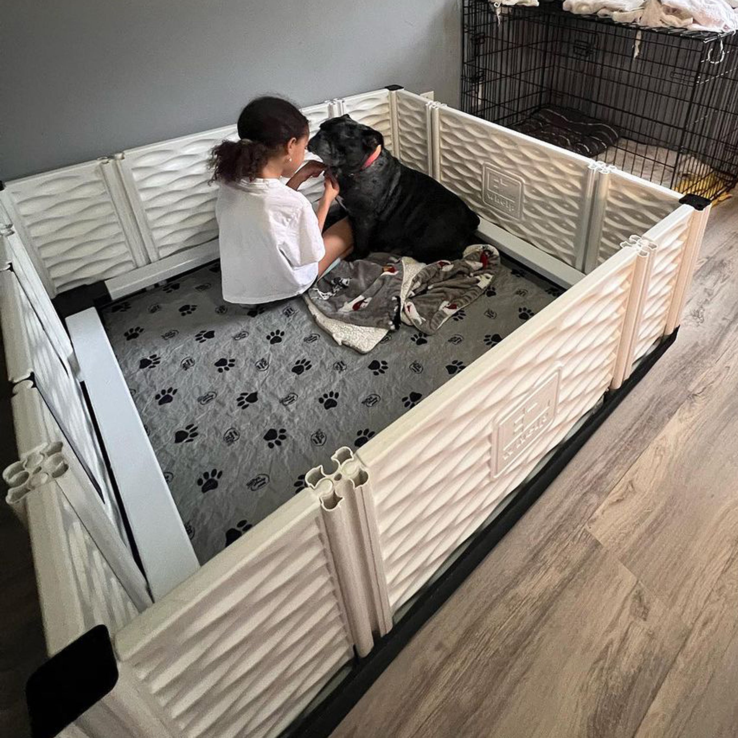 EZwhelp EZclassic 48" x 48" Dog Whelping Box Tall Playpen w/Rails & Liner, Gray - VMInnovations