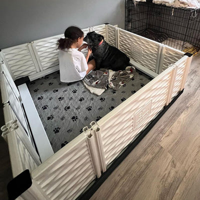 EZwhelp EZclassic 48" x 48" Dog Whelping Box Tall Playpen w/Rails & Liner, Gray - VMInnovations
