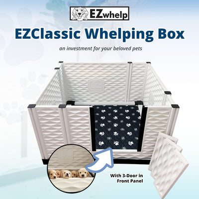 EZwhelp EZclassic 48" x 48" Dog Whelping Box Tall Playpen with Rails, Black - VMInnovations