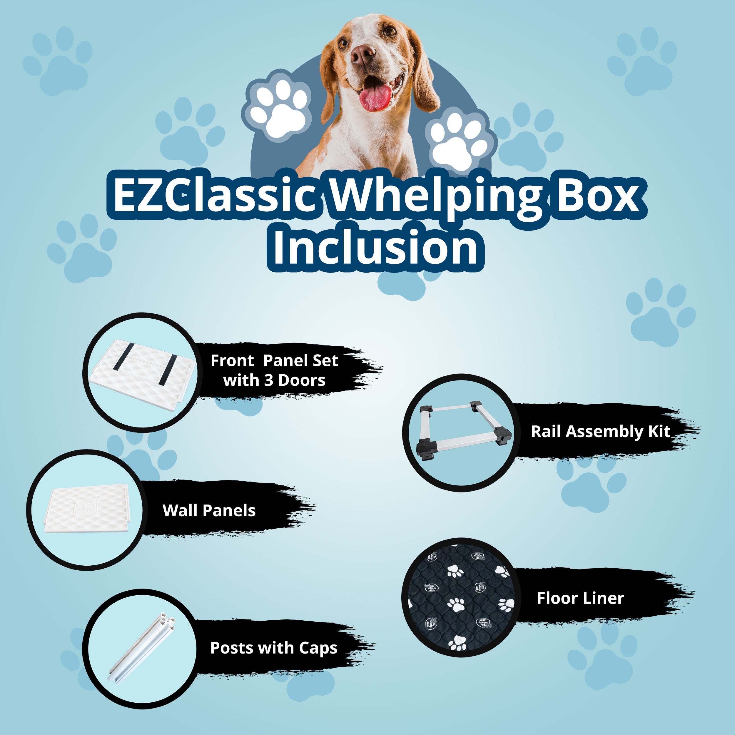 EZwhelp EZclassic 48" x 48" Dog Whelping Box Tall Playpen with Rails, Black - VMInnovations