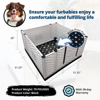 EZwhelp EZclassic 48" x 48" Dog Whelping Box Tall Playpen with Rails, Black - VMInnovations