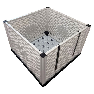 EZwhelp EZclassic 38" x 38" Dog Whelping Box Tall Playpen w/Rails & Liner, Gray - VMInnovations