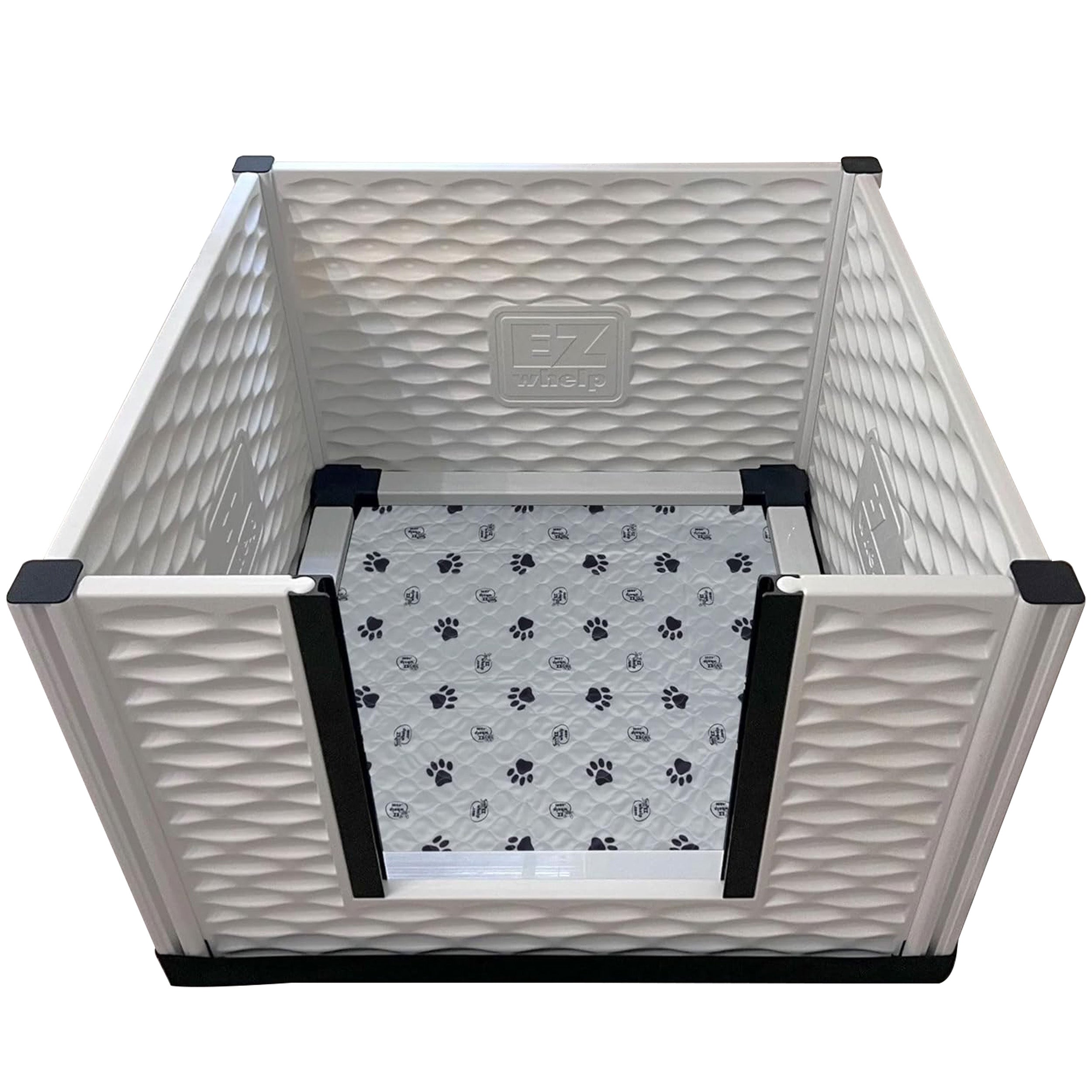 EZwhelp EZclassic 38" x 38" Dog Whelping Box Tall Playpen w/Rails & Liner, Gray - VMInnovations