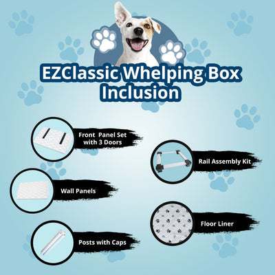 EZwhelp EZclassic 38" x 38" Dog Whelping Box Tall Playpen w/Rails & Liner, Gray - VMInnovations