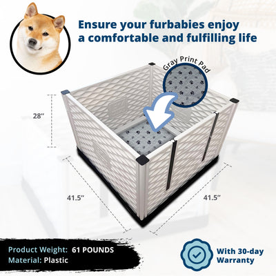 EZwhelp EZclassic 38" x 38" Dog Whelping Box Tall Playpen w/Rails & Liner, Gray - VMInnovations