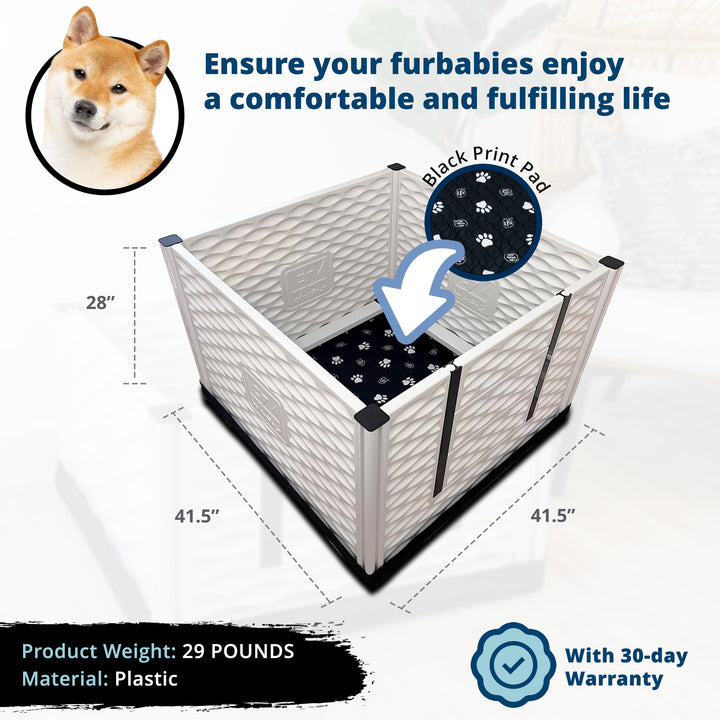 EZwhelp EZclassic 38" x 38" Puppy Dog Whelping Box Playpen with Rails & Liner
