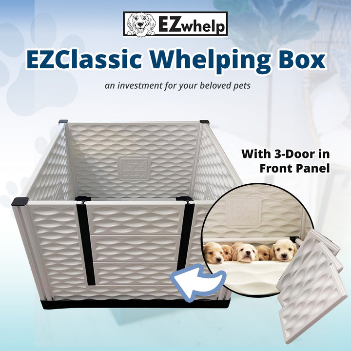 EZwhelp EZclassic 38" x 38" Puppy Dog Whelping Box Playpen with Rails & Liner