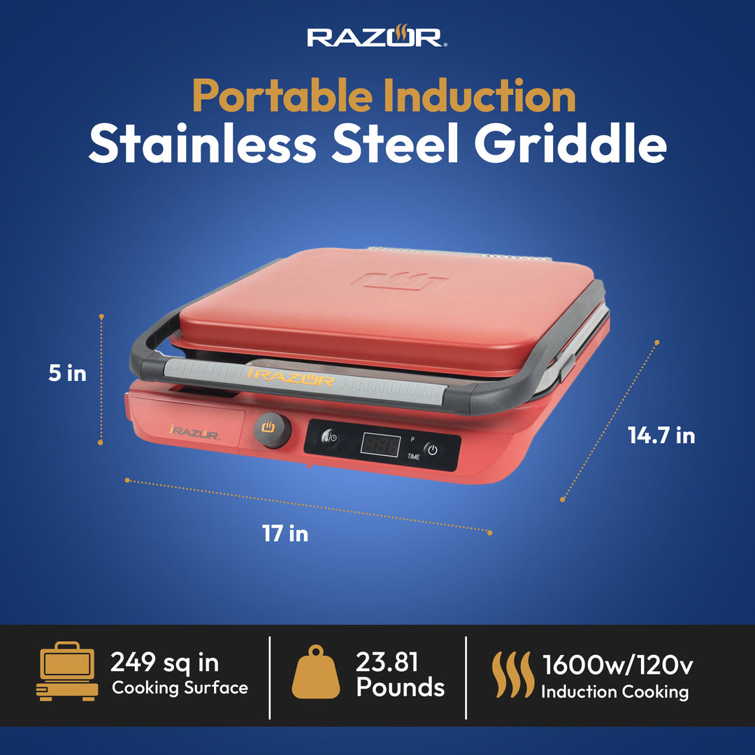 Razor I-Razor Portable Electric Griddle w/Temperature Control, Red (Open Box) - VMInnovations