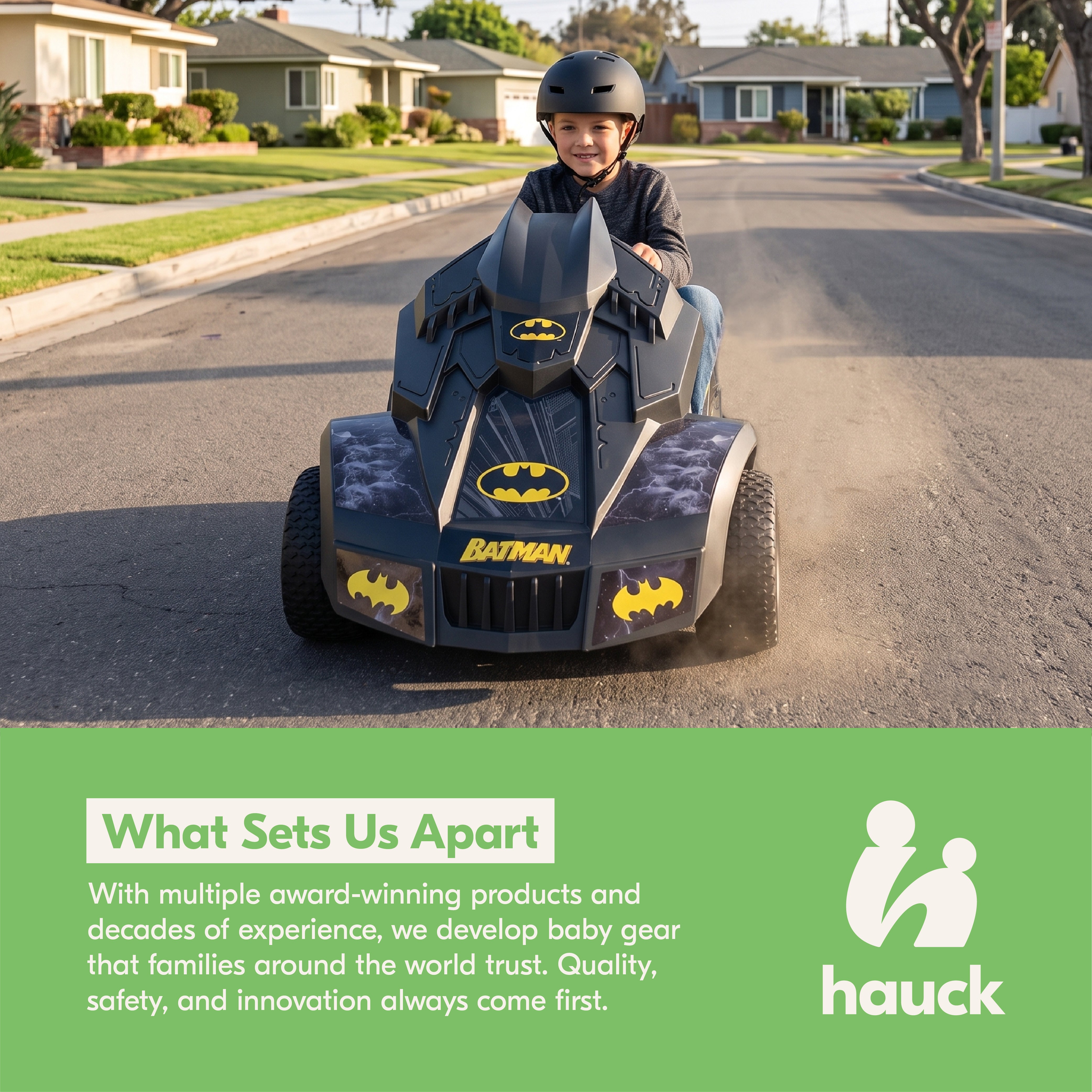 hauck Bat Mobile Pedal Go Kart Superhero Ride On Batman Vehicle for Kids, Black