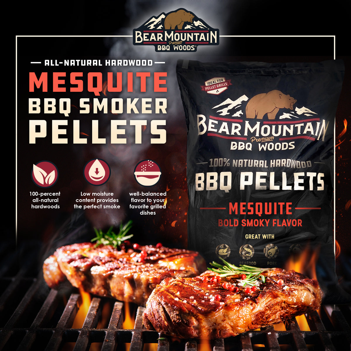 Bear Mountain BBQ Premium All Natural Hardwood Mesquite Smoker Pellets (2 Pack)