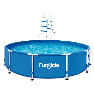 Funsicle 36” SureStep 3 Stair Pool Ladder w/ 12' x 30" QuickSet Inflatable Pool