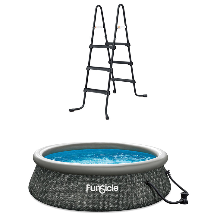 Funsicle 36” SureStep 3 Stair Pool Ladder w/ 10' x 30" QuickSet Inflatable Pool