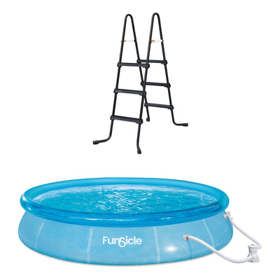 Funsicle 36” SureStep 3 Stair Pool Ladder w/ 12' x 30" QuickSet Inflatable Pool