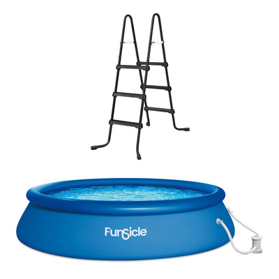 Funsicle 36” SureStep 3 Stair Pool Ladder with 15' x 36" QuickSet Ring Top Pool