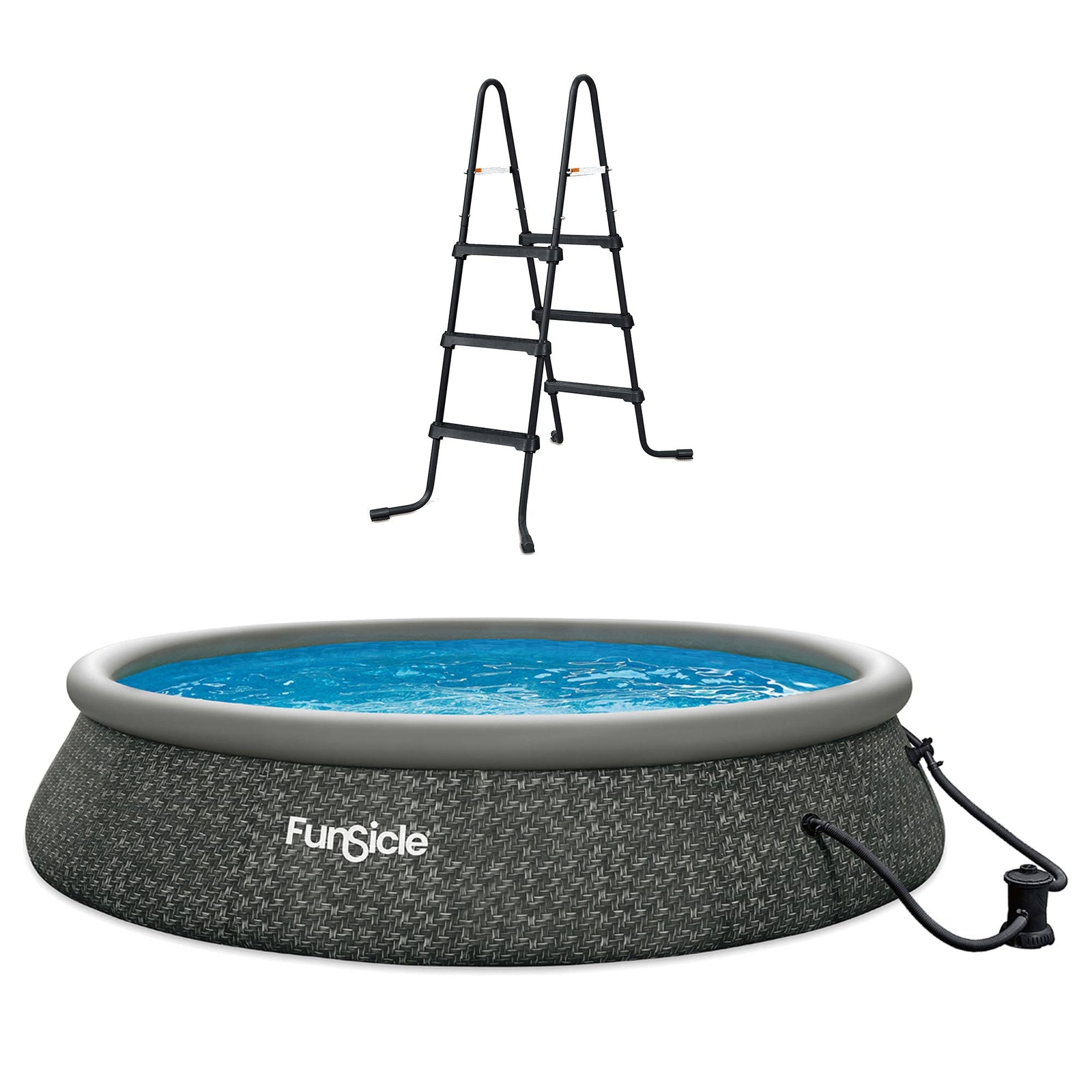 Funsicle 36” SureStep 3 Stair Pool Ladder with 15' x 36" QuickSet Ring Top Pool - VMInnovations
