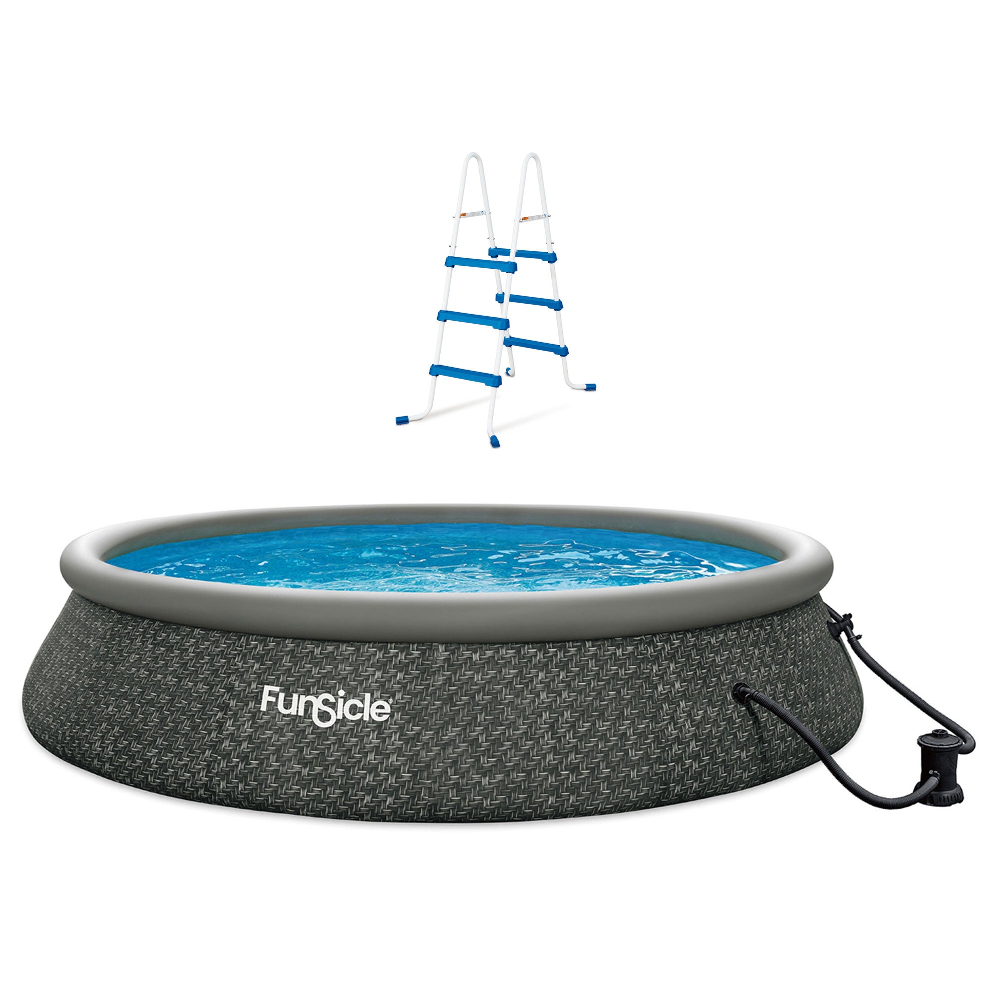 Funsicle 36” SureStep 3 Stair Pool Ladder with 15' x 36" QuickSet Ring Top Pool - VMInnovations